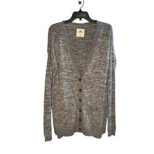 Hollister Cardigan Sweater womens Size Medium heathered Button down V Neck